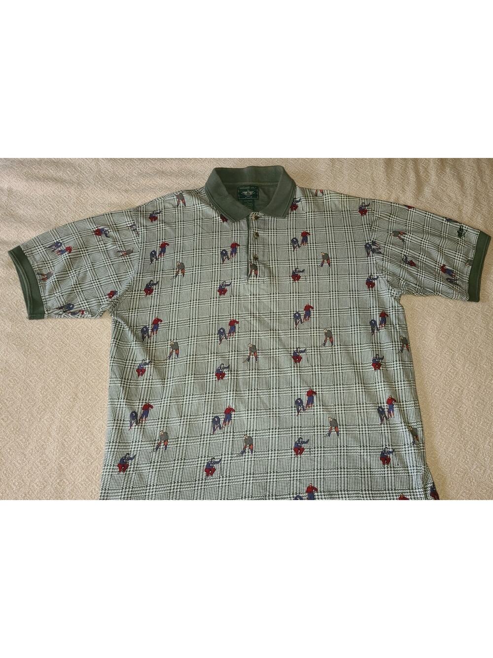 Vintage Dockers Polo shirt Mens Large Golf All Over Print Short Sleeve